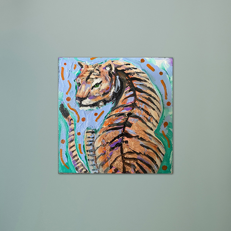 Tiger Little Original Art Acrylic on Canvas Painting